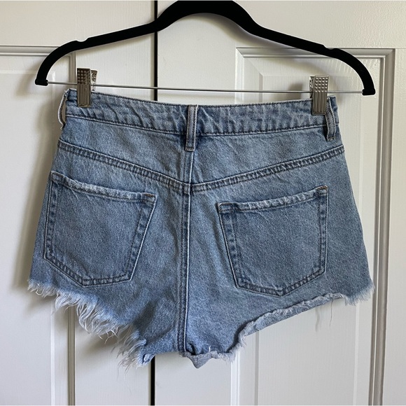 PacSun Blue High Waisted Denim Festival Shorts - Picture 2 of 7